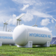 Hydrogen energy storage gas tank for clean electricity solar and wind turbine facility