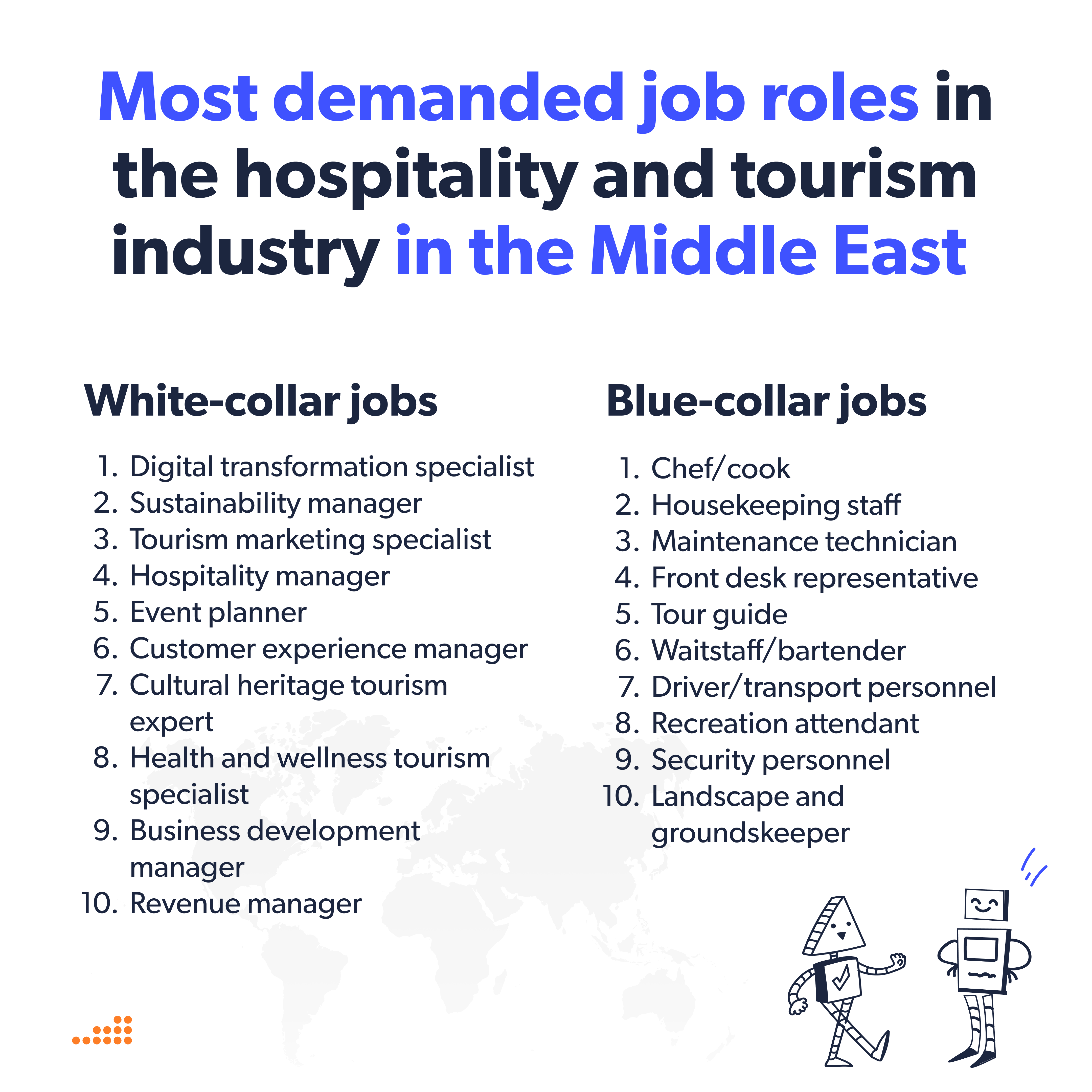 Most demanded job roles in the hospitality and tourism industry in the Middle East